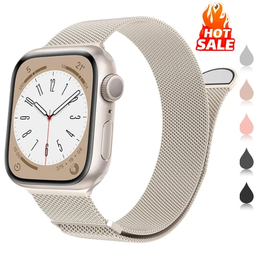 Imagen 2 del producto Correa Milanese Loop para Apple Watch Band Ultra 2 49mm 46 45 44 41 38 42mm Metal de acero inoxidable iWatch Series 10 9 8 7 6 5 4 3 2