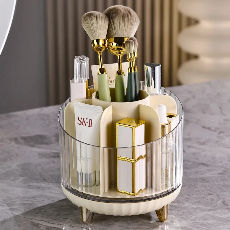 

Transparent Large Capacity Cosmetics Bathroom Storage Box Rotatable Dressing Table Lipstick Skincare Product Makeup Organizer
