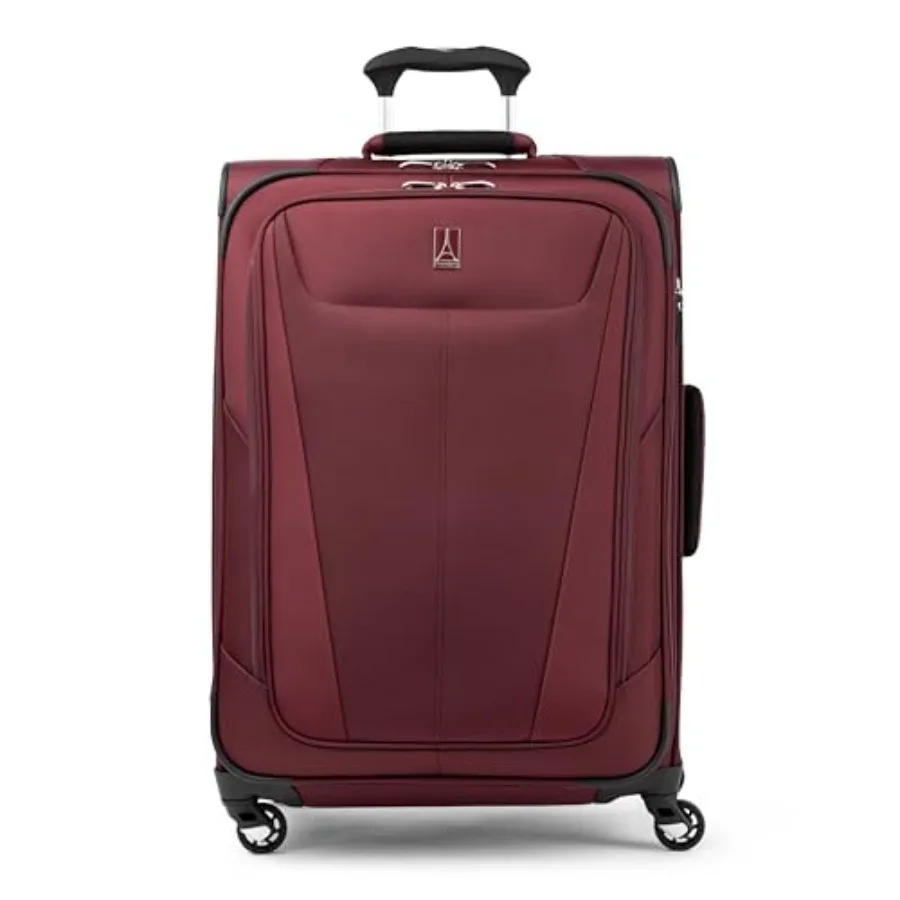 

Чемодан Maxlite 5 Softside Expandable с 4 вращающимися колесами, легкий, для мужчин и женщин, бордовый в клетку, средний размер 25-I