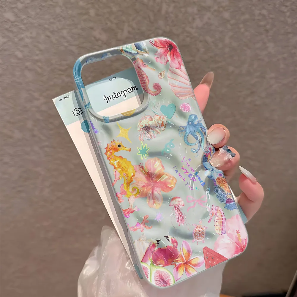 

Marine Biological Wind Clear Silicone Case For Iphone 12 14 Plus 11 16 13 17 15 Pro Max Anti-Yellowing Slim Protective Cover