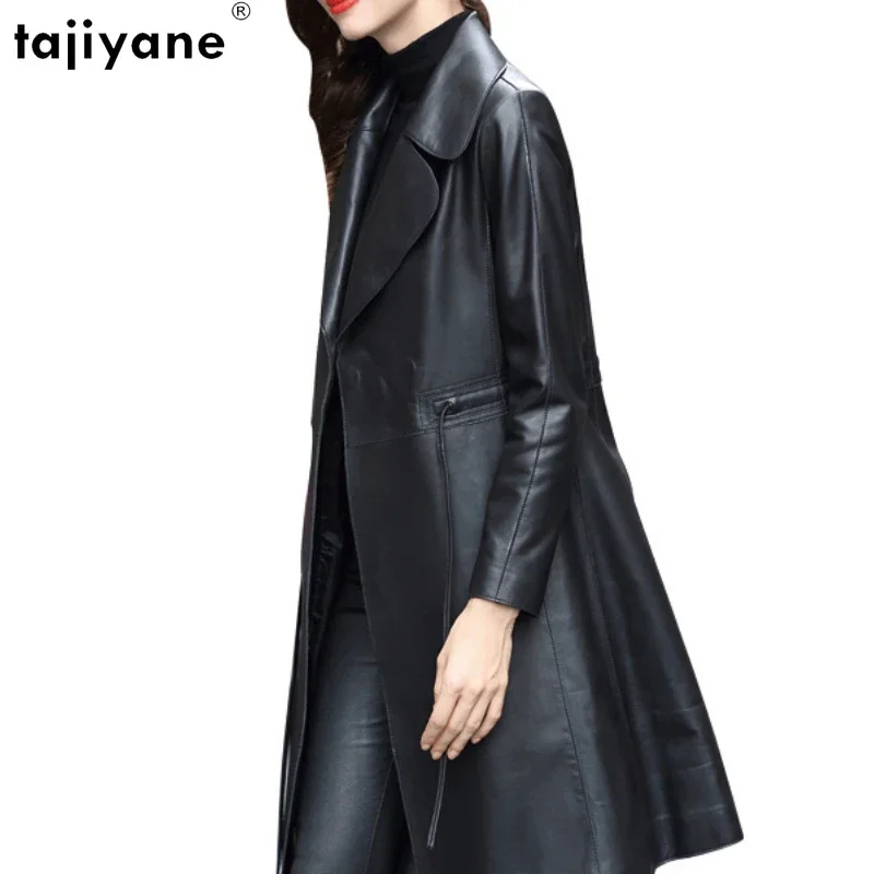 

Tajiyane Autumn New 100% Sheepskin Coat Women Elegent Slim Real Leather Jacket Women's Mid-length Trench Coat Jaqueta De Couro