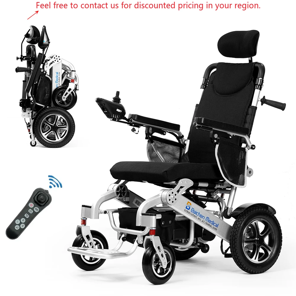Baichen 2026 High Performance Remote Control Reclining Wheelchair High Back Easy Fold Electric Wheelchair