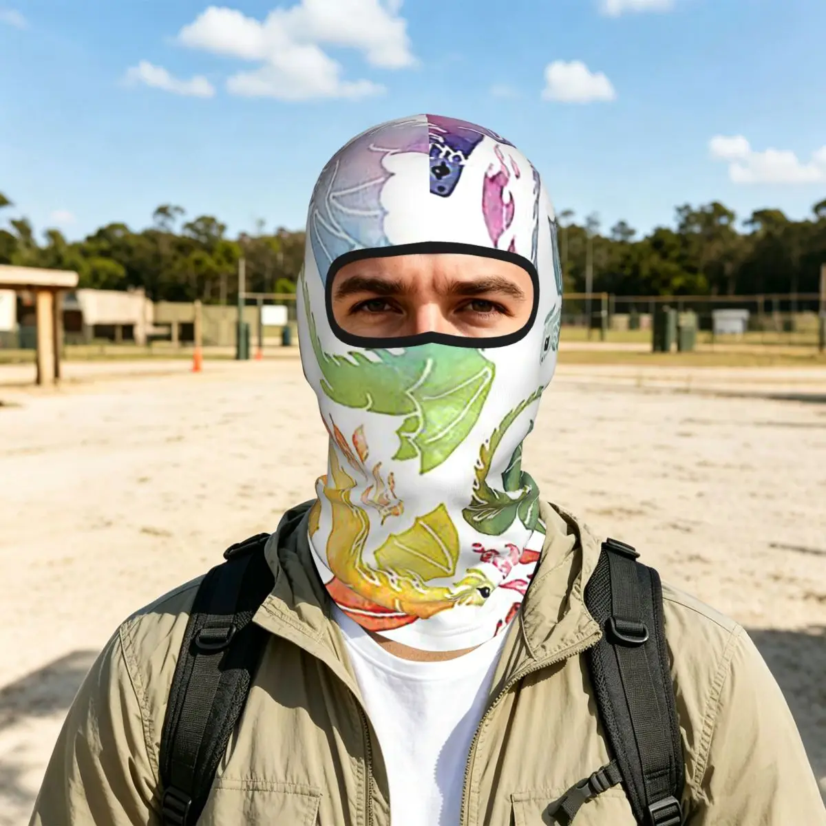 Dragon Fire Rainbow Breathable Thin Balaclava Full Face Mask Sun Protection Neck Gaiter For Motorcycle Cycling Fishing Outdoor