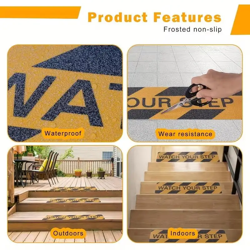 Watch Your Step! Anti-slip Stair Warning Stickers - Yellow And Black Caution Marks, Home Safety Stickers | Warning Signs