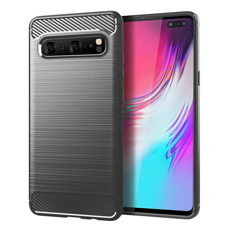 For Samsung S10 5G Silicone Full Protective Matte Soft Phone Cover For galaxy s10 5g Shockproof Carbon Fiber Cases Coque Fundas