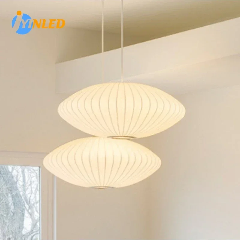 

30/40/50cm Home Decor Lighting Creative Hanging Lamp White Silk Pendant Light Fixture for Bedroom Restaurant Counter Chandelier
