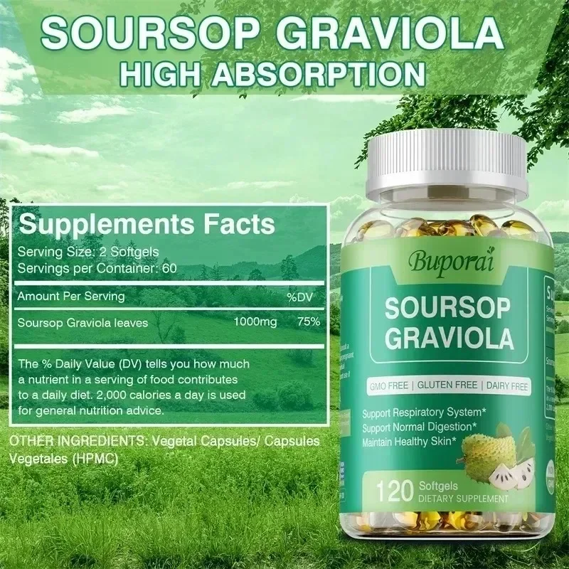 Soursop Graviola Capsules - Cell Support & Regeneration, Immune Boost, Relax, Liver and Sleep