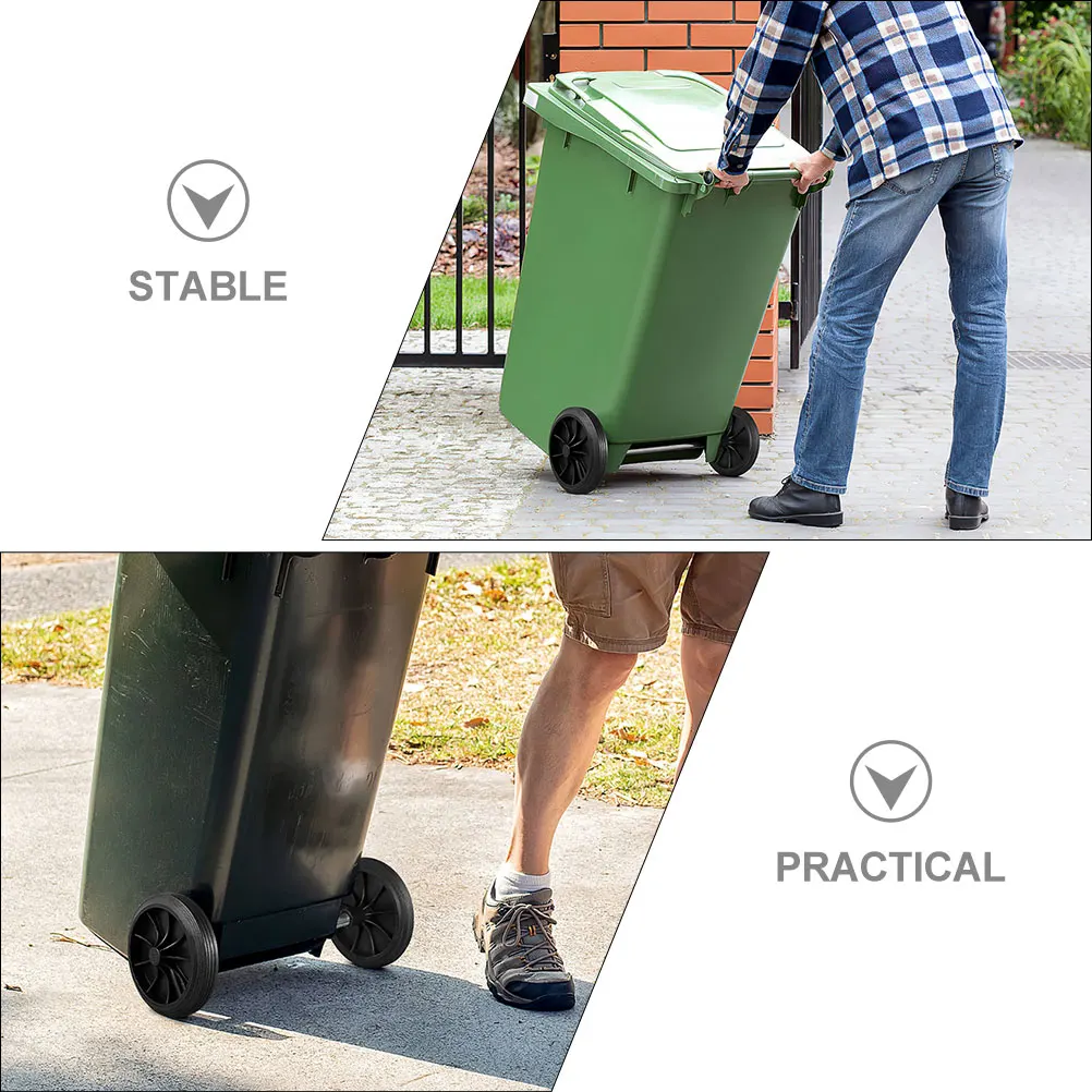 

1 set 1 Set Large Trash Bin Wheel Replacement Garbage Can Pulley Steady Smooth Heavy Duty Outdoor Home Use Trash Can