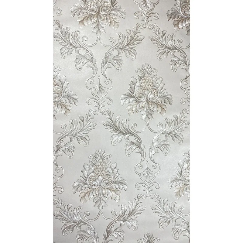 3D Embossed Damask Wallpaper Non Self Adhesive European Luxury Floral Wall Paper Mural for Living Room Bedroom Hotel Home Decor