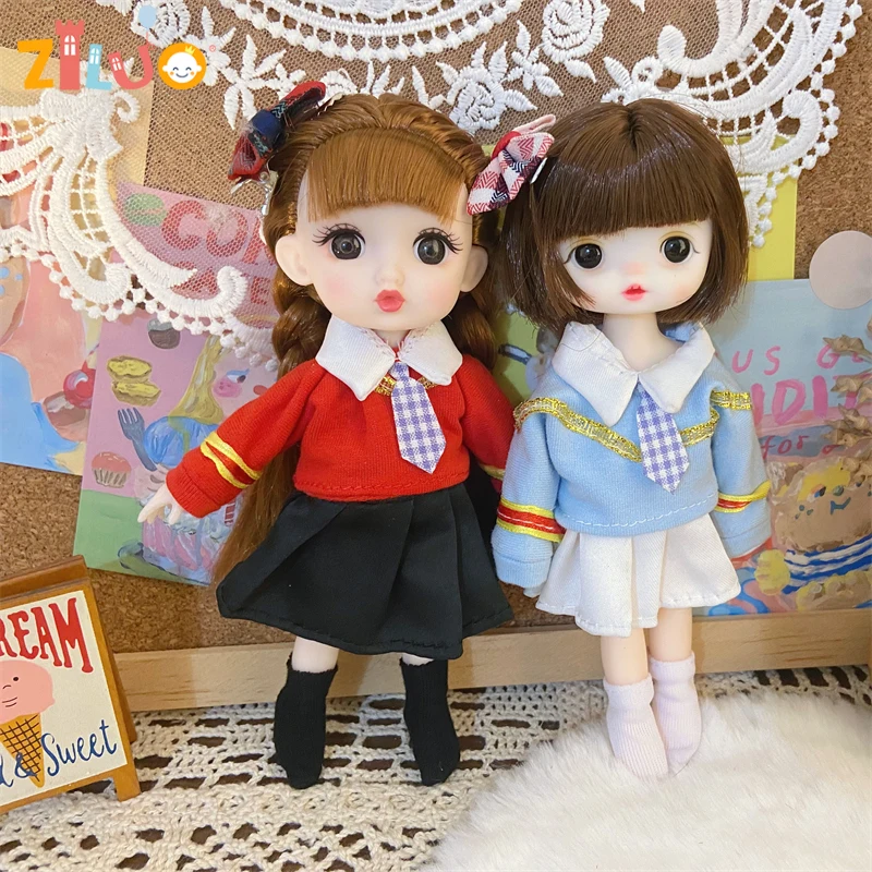 1/8 BJD Dolls with Clothes Unique School Uniform 16cm Cute Clothes Set for Girls Children's Toys Birthday Gifts Fashion Toy