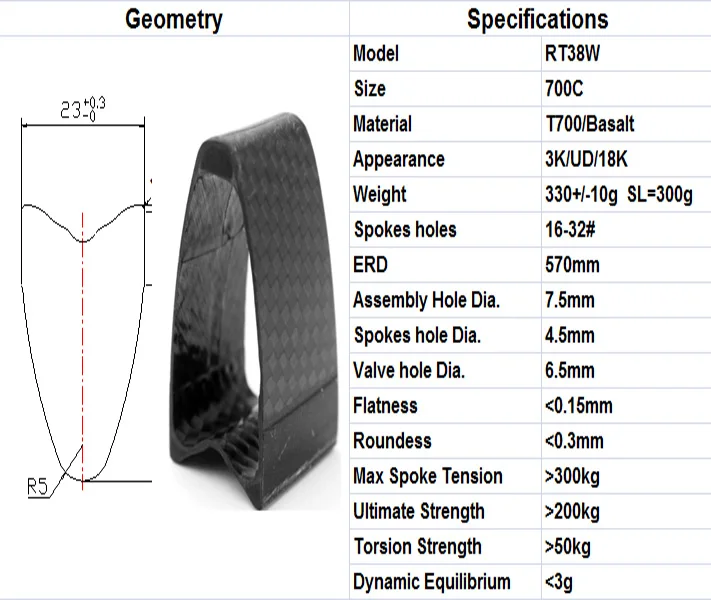 700c bicycle carbon tubular 38mm rim 23mm  wide carbon fiber road bike rims  24 28 holes RT38W