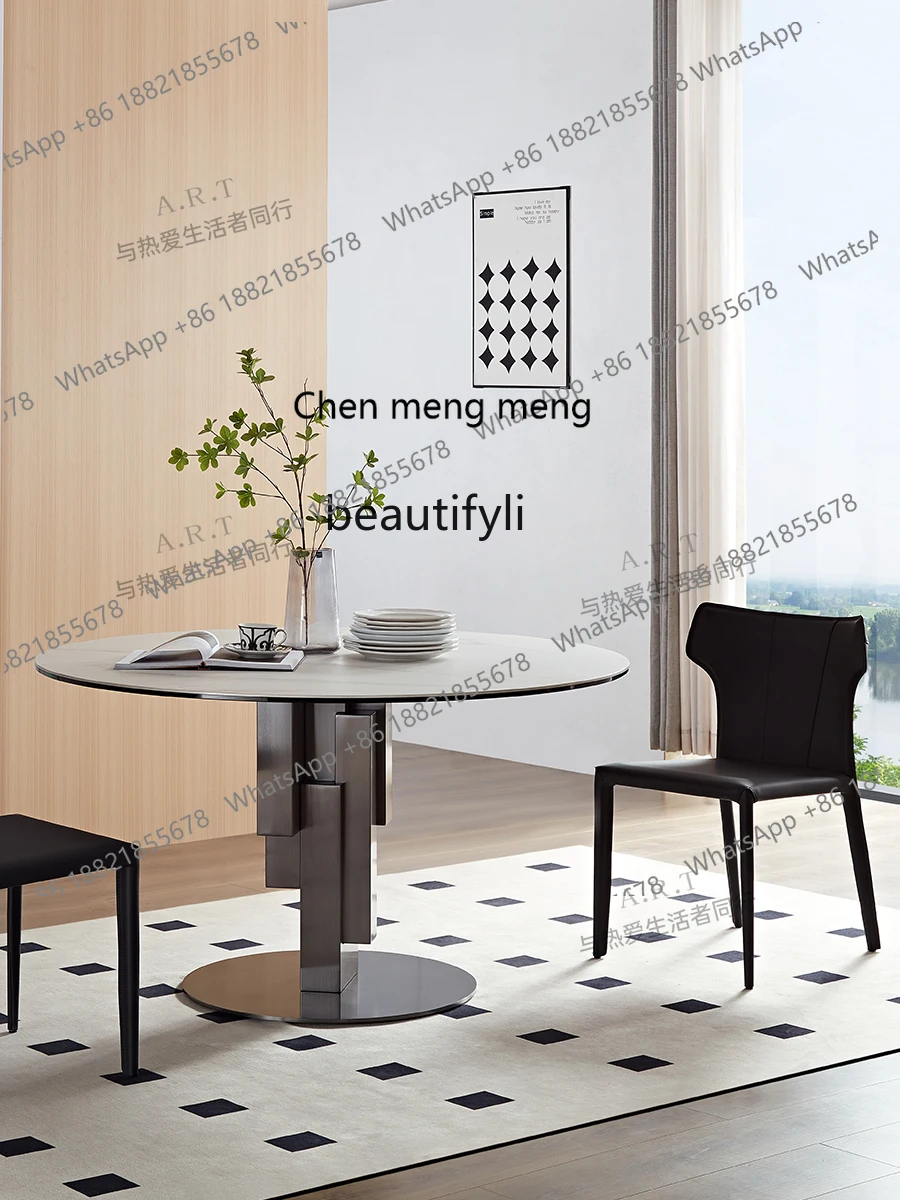 

Новое поступление, итальянский обеденный стол из каменной плиты, светлый роскошный, дизайнерский круглый обеденный стол, модный художественный обеденный стол