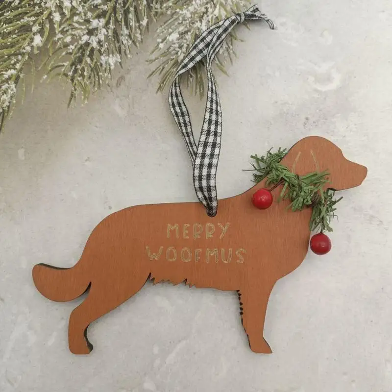 Dog Ornaments For Christmas Tree Christmas Decorations Hangable Christmas Hangable Ornaments For Home Wood Dog Wreath Christmas