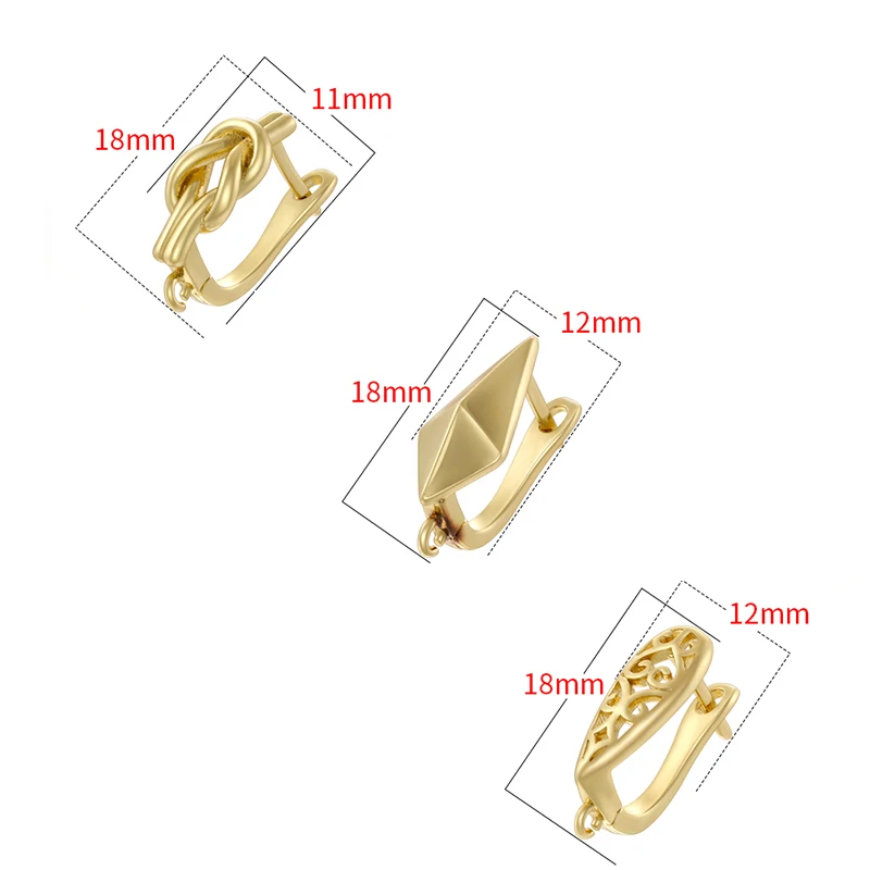 ZHUKOU Handmade 18K Real Gold Plated Earwire Fasteners Earring Hooks Accessories For DIY Women's Anti-Allergy Earrings Making