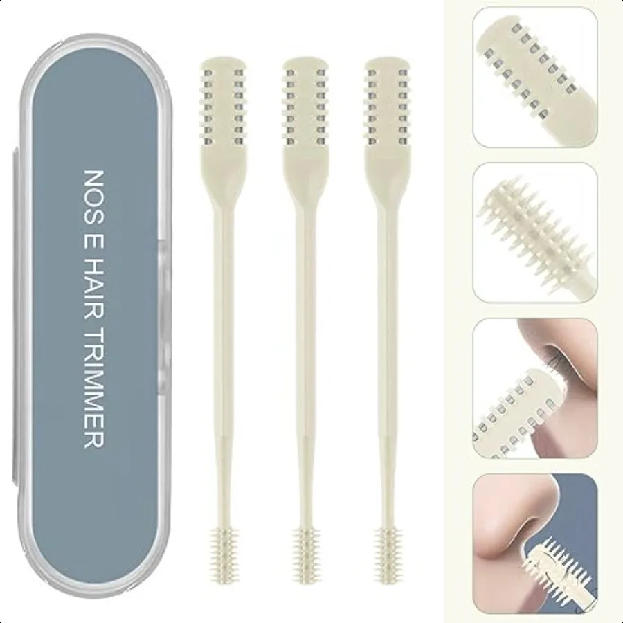 

Nose Hair Trimmers DoubleTips Soft Brushes Nose Clipper l Hair Cutter for Men Women Nose Hair Groming Tools Stainl Steel Blades