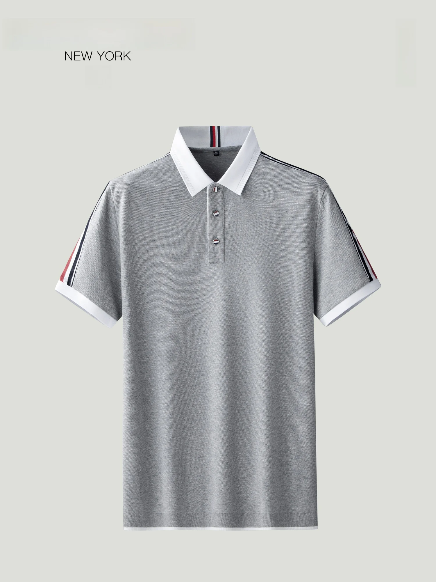 

Мужская летняя футболка-поло THOM BEAUN из хлопкового пике с шелковистым блеском, в полоску, с воротником, в этническом стиле