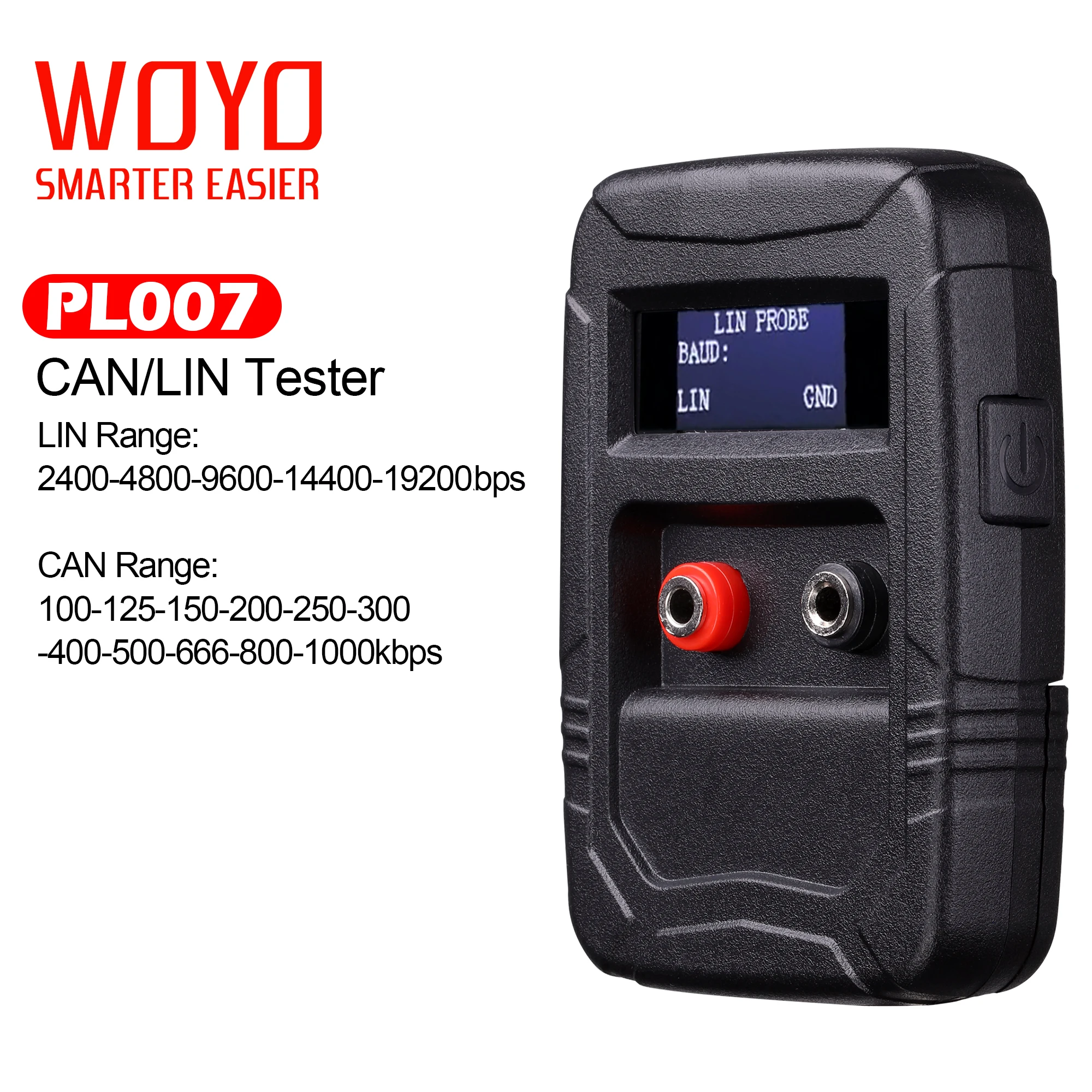 WOYO PL007 CAN BUS Analyzer LIN Tester Read Baud, Automatic Recognize CAN-H/CAN-L, Display Bit Rate