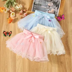 Summer New Girls' Baby Skirt Pommel Skirt with Hem Lace Flower Decoration Light Princess Skirt Gauze Skirt