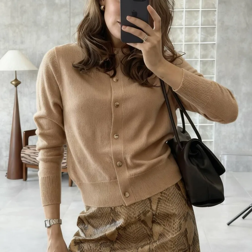 

Blifanbo Loose Knitted Cardigan Sweather Women Autumn Winter Long Sleeve Elegant Button O Neck Sweater Coat Outerwear Streetwear