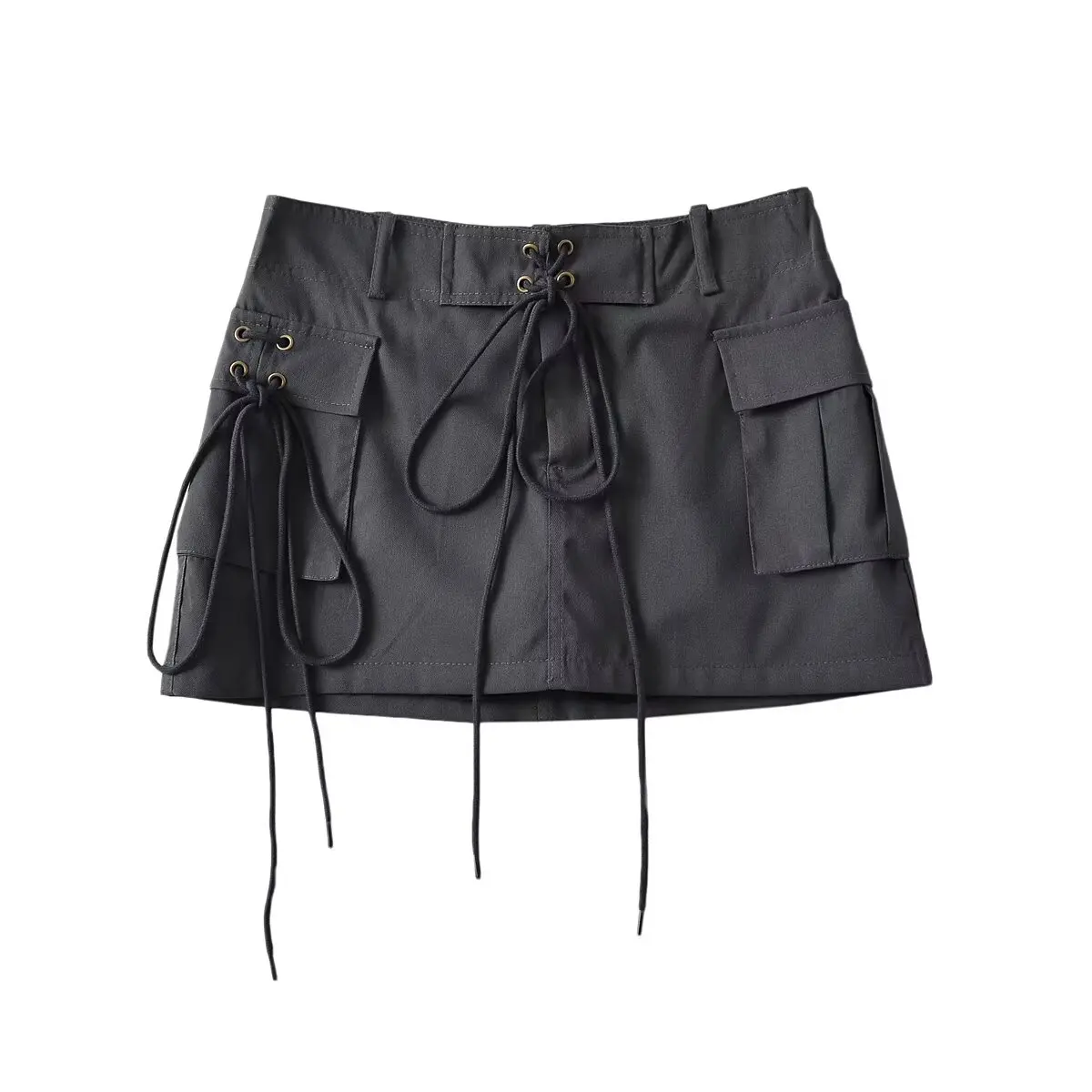 

Sweet Cool Street Sle ort Skirt Women's High Waist Retro Belted Skirt with kets Anti-Light A-Line f-length Skirt