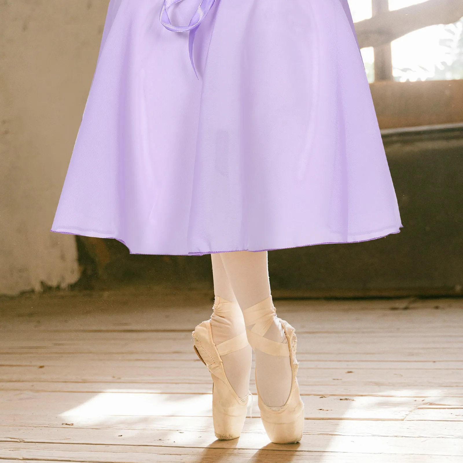 

Легкая дышащая фиолетовая шифоновая юбка-туту для девочек с завязками на талии, короткая юбка для балета и танцев