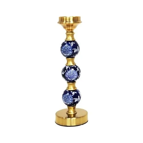 046 Gold Candle Holder 3 Ball 11x33 Cm