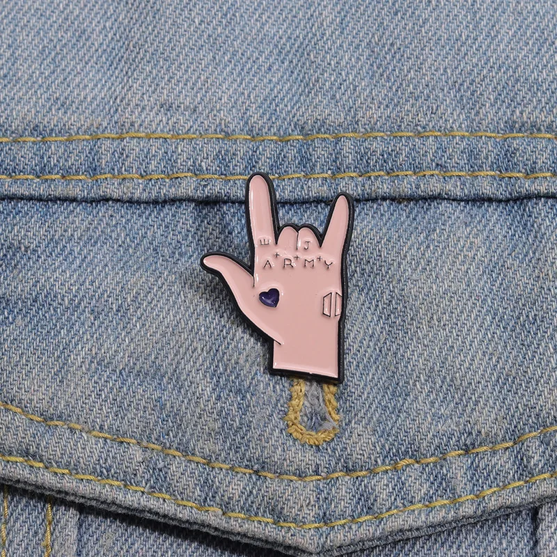 5pcs Korean Kpop Boy Band Lead Singer Tattoo Enamel Pin Army Gesture Brooch Metal Badge Fandom Fans Jewelry Gift For Friends