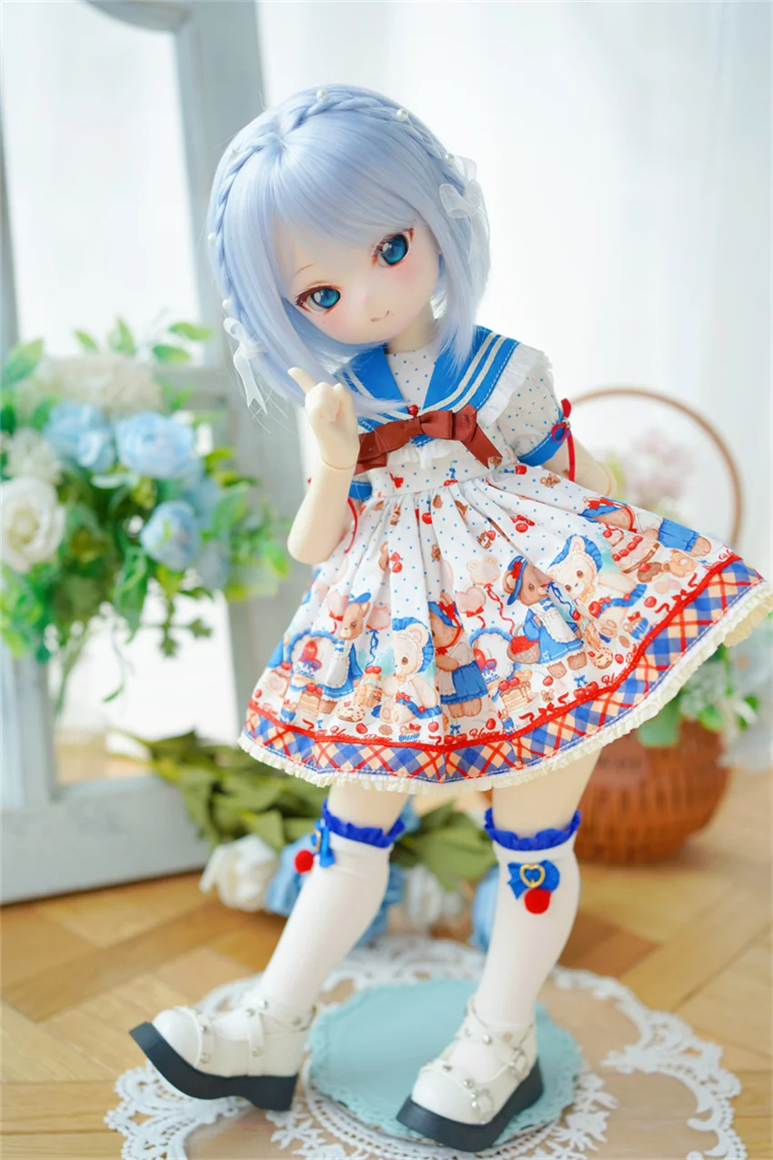 Urso irmã boneca sapatos, Cabeça Redonda Costura Rebites Fivela, BJD Boneca Acessórios, 1/4