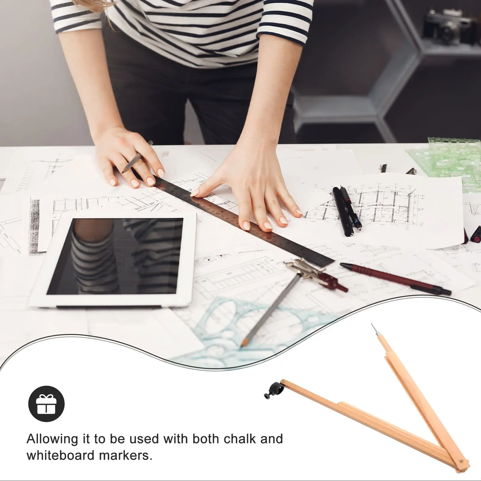 Compasses Architecture Chalk Math Geometry Tools Drawing Woodworking for Dual Purpose Teaching Aids