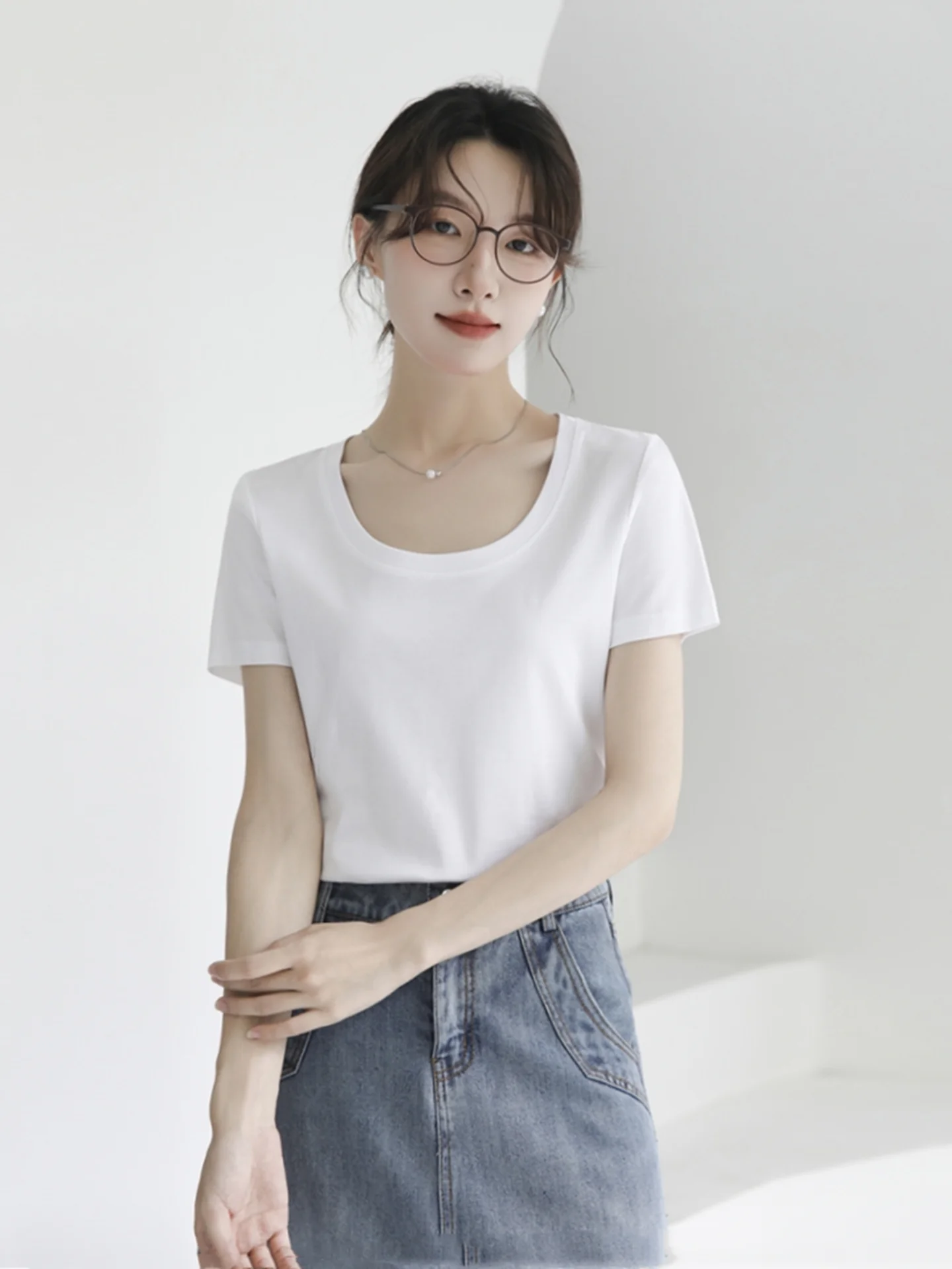 

Женская футболка с охлаждающим эффектом и хлопковым ощущением, повседневный летний топ для города, с круглым вырезом, базовая модель