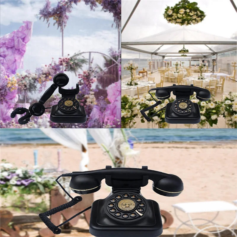 

European Retro Wedding Audio Message Book Birthday Voice Blessing Message Decoration Phone Voice Guest Book Phone Black