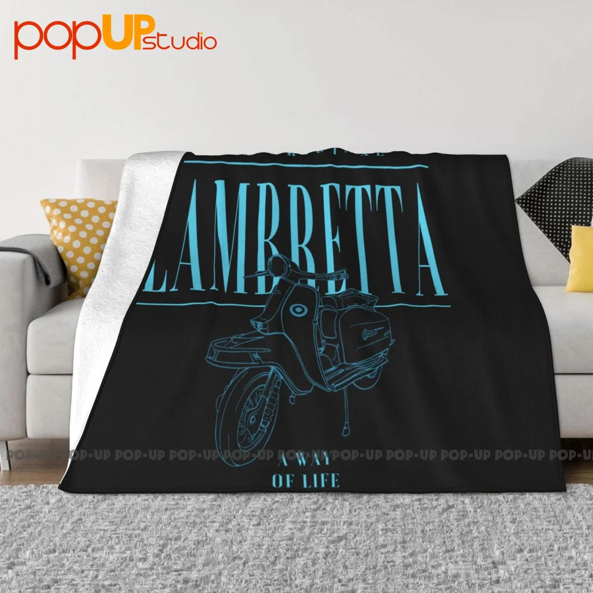 Lambretta Artwork Scooter Retro Mod Carnaby Casual Blanket Casual Flannel Sofa Cover Bedding Travel Machine Washable