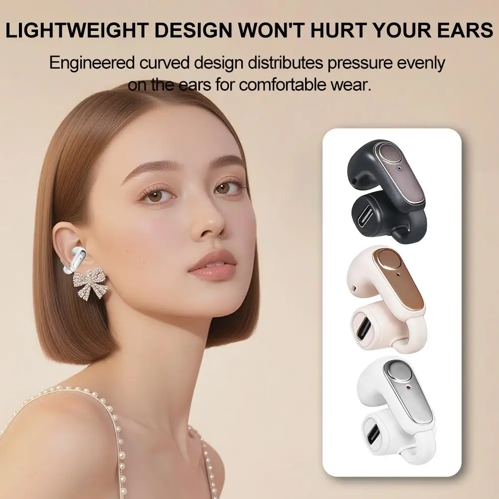 

Bluetooth 54 Clip On Earbuds Non In Ear Design Premium Silicone Type Clear Fast Plastic Ultra Charging Comfort C HD Call St W3V3