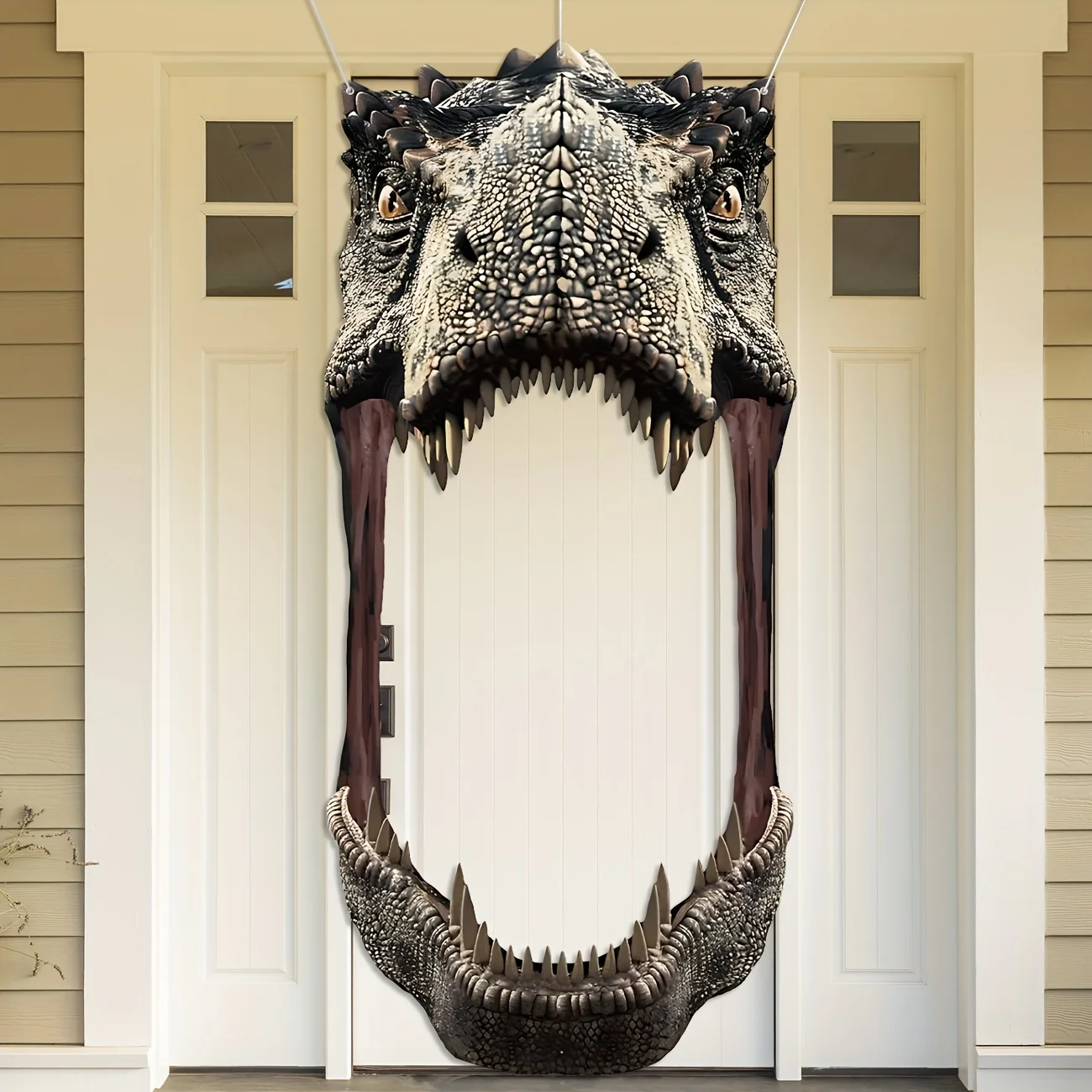 Fondo de cartel de porche para fiesta de cumpleaños de dinosaurio, decoración de puerta de fiesta temática de dinosaurio, pancarta de puerta de dinosaurio, suministros colgantes de dinosaurio