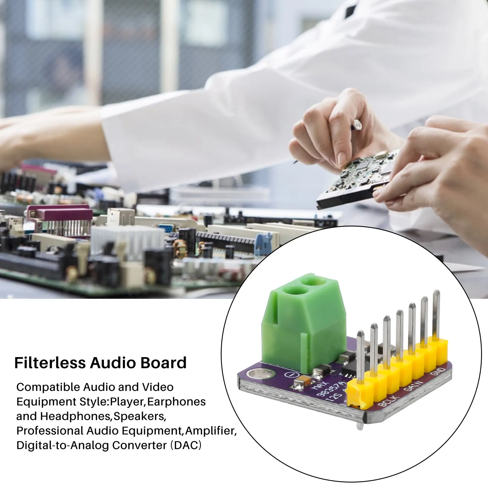 Classe D amplificador Breakout Interface, módulo decodificador Dac, placa de áudio sem filtro para Raspberry Pi Esp32, Max98357, I2S, 3W