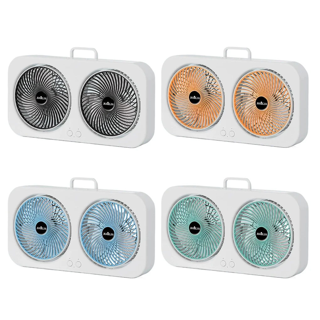 

Трехлопастной вентилятор с двойной головкой, USB перезаряжаемый бесшумный вентилятор, настенный бытовой портативный маленький вентилятор, подходящий для офисного общежития