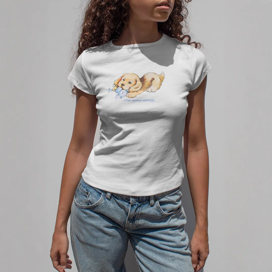 Nova Cseta Fena Slim Fit Estampada Manga Curta Estilo Fofo com Padrão Animal em Tecido de Poliéster para a Primavera 2025