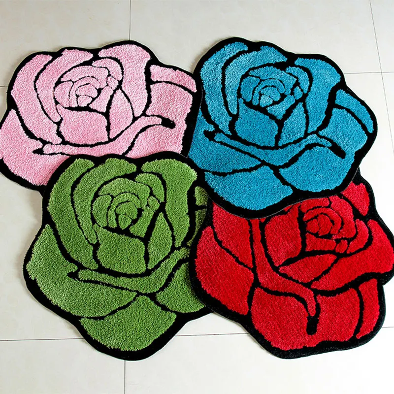 Rose Tufted Flower Shape Carpets Living Room Tapete Sofa Table Floor Mat Bedroom Home Wedding Decor Bedside Rugs Room Decoration