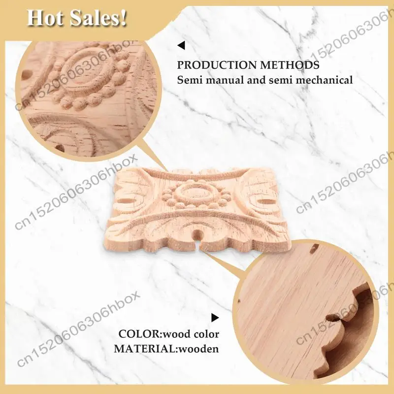

-HOPE Vintage Unpainted Wood Carved Corner Onlay Applique Frame Background Home Furniture Wall Cabinet Door Decor Decoration