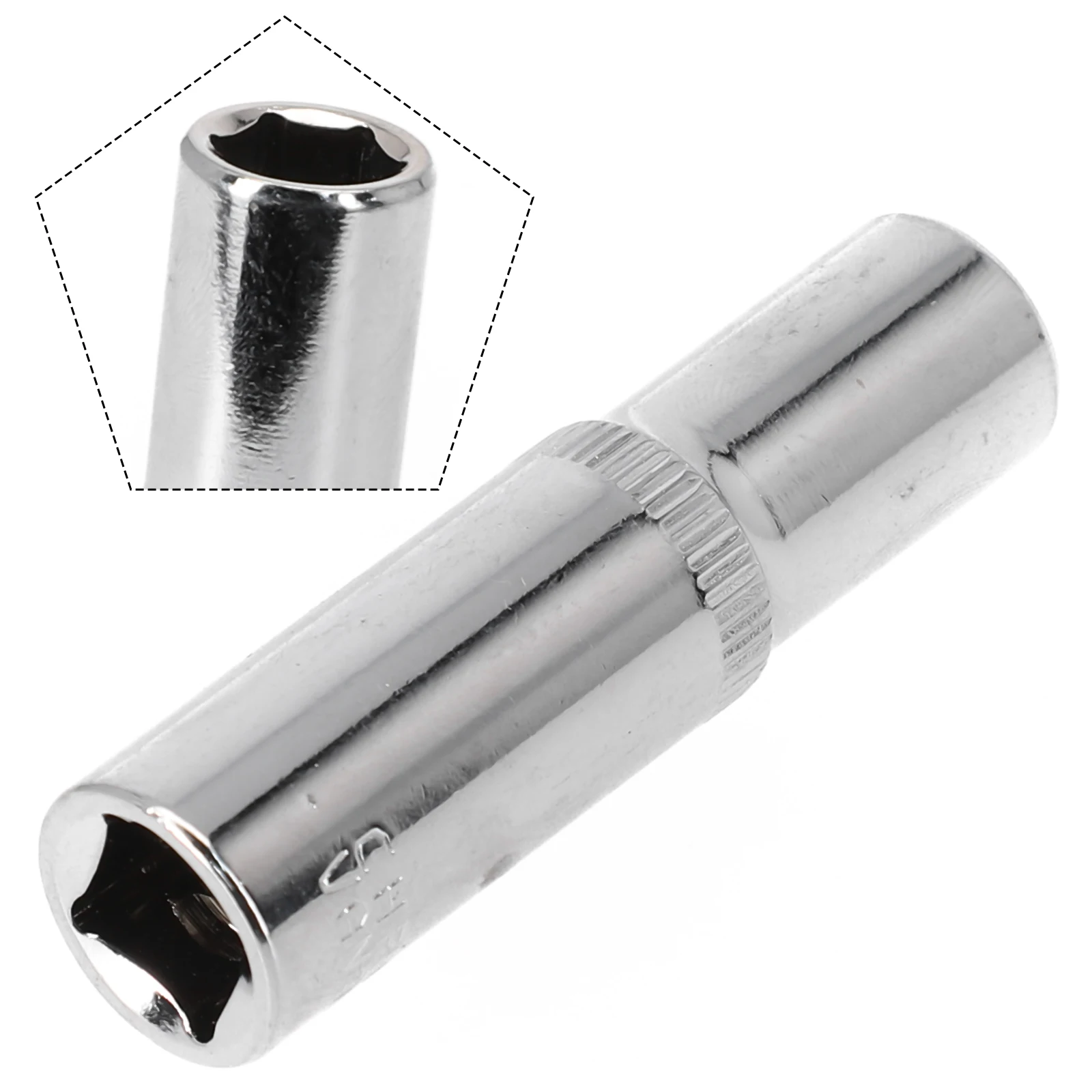 1PC 3/8inch Deep Socket Adapter Hex Socket Wrench Chromium-vanadium Steel High Torque Silver Heads Ratchet Hand Tools 8-24mm