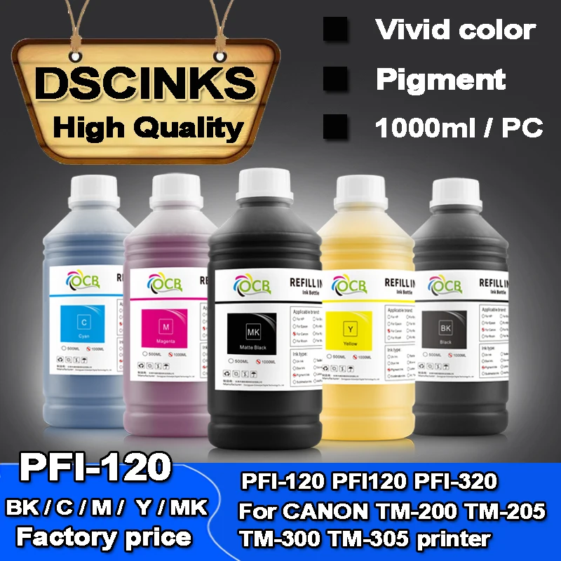 

1000ml pfi 120 pigment ink For Canon pfi 120 empty cartridge PFI-120 PFI-320 TM-200 TM-205 TM-300 TM-305 printer PFI-120 320 ink