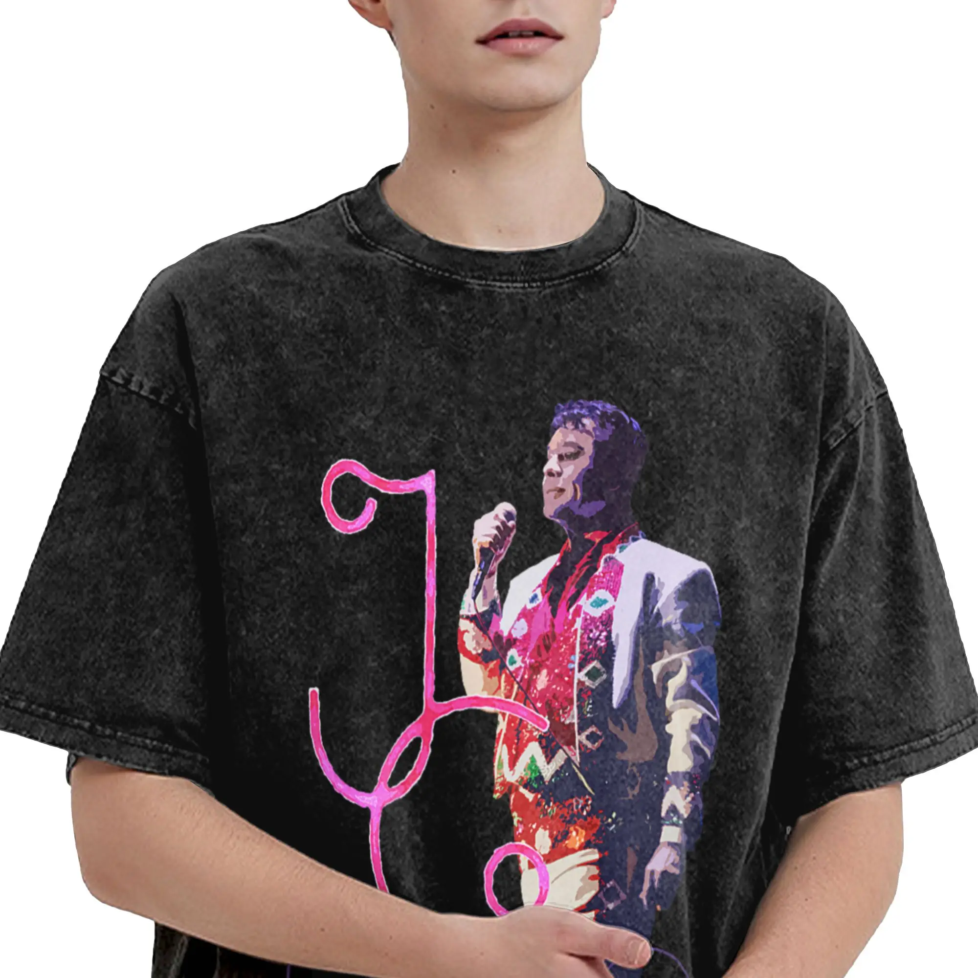 Juan Gabriel Aquarell-T-Shirts für Herren, lustige T-Shirts aus reiner Baumwolle, Rundhalsausschnitt, kurzärmelige T-Shirts, Sommer-Tops – Detail 4