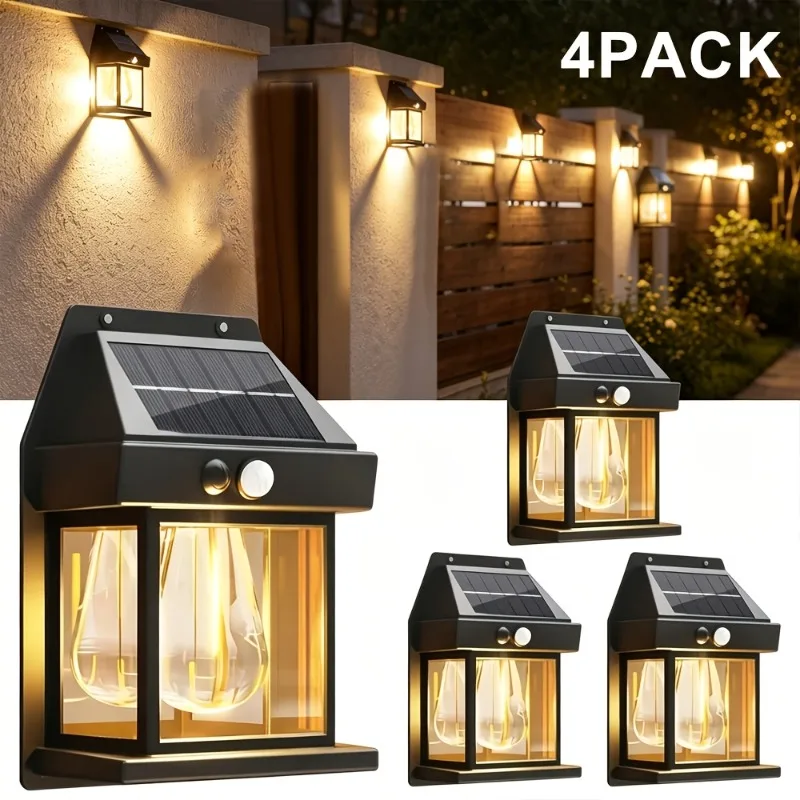 1/2/4Pack Solar-Powered Outdoor Wall Lights with Motion Sensors LED Solar Security Lights for Patios Gardens Backyards Garages
