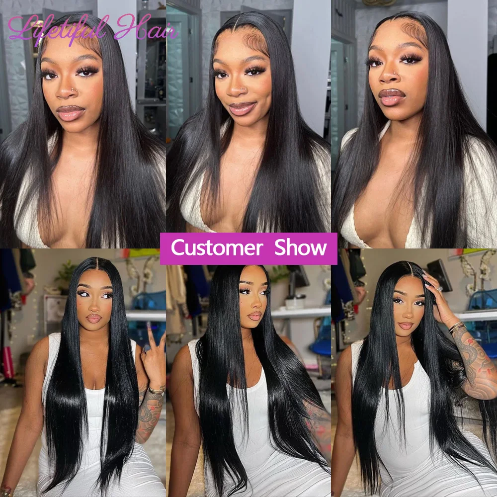 210 250 Density Human Hair Wigs Human Hair Lace Frontal Wig 13x6 Lace Frontal Wig Straight Transparent Pre Plucked For Women