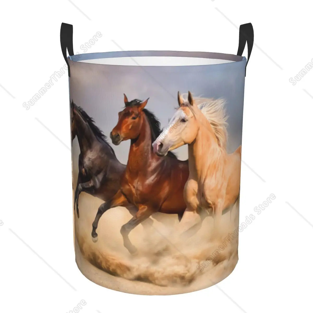 Appaloosa-cesto para la colada de caballos en invierno, cesta grande para almacenamiento de ropa, contenedor de juguetes de animales de granja, organizador para niño y niña
