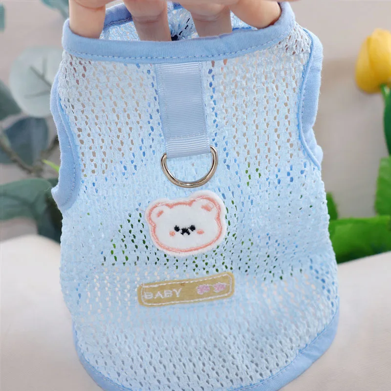 

Yorkshire Mesh Vest Pet Leashable Clothes Summer Thin Bichon Pullover Teddy Cartoon T-Shirt Fashionable Dog Clothes