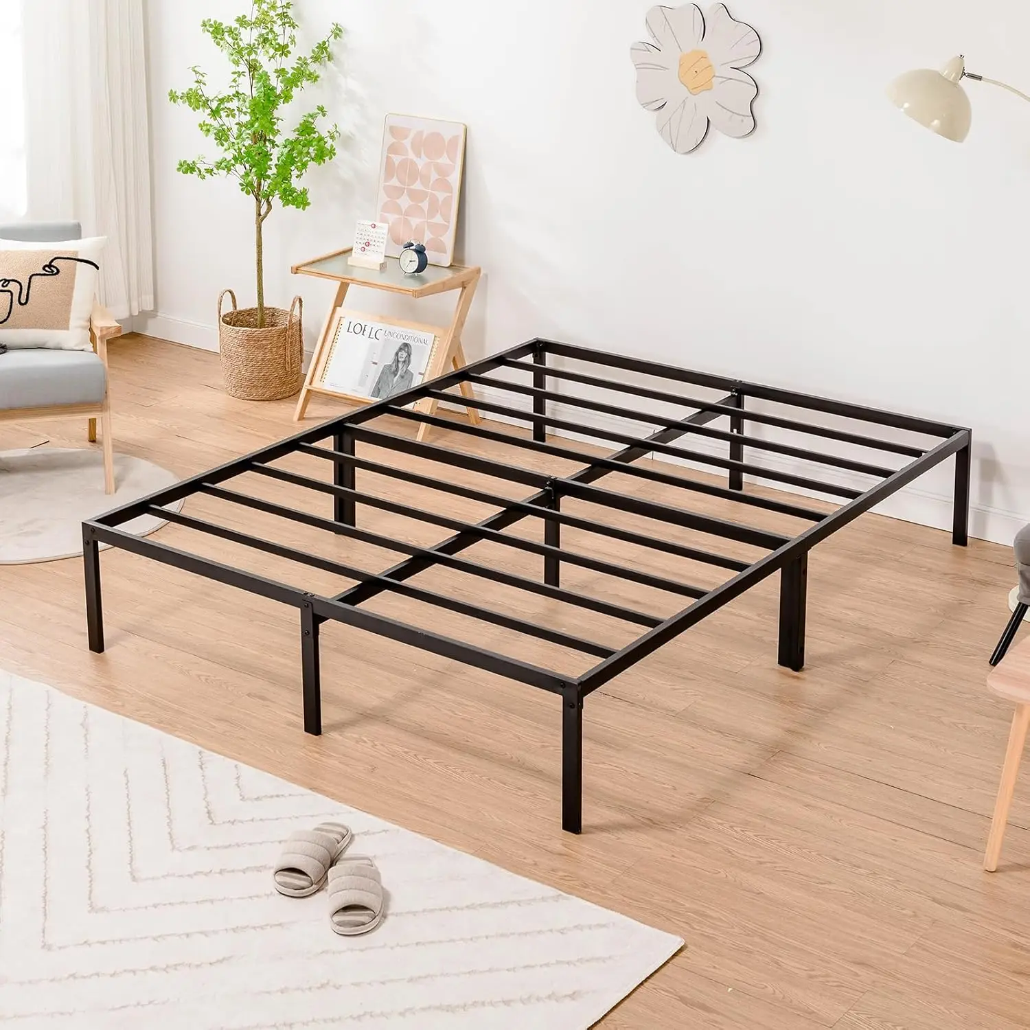 

Metal Bed Frame, 14 H Full Sturdy Platform Bed Frame With Under Bed Storage, Heavy Duty Twin Frame Bed, No Box Spring Needed,