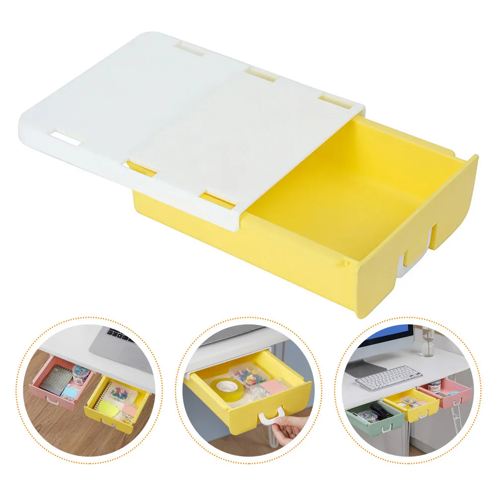 Under Desk Drawer Hidden Slide Out Organizer Self-Adhesive Pencil Drawer Tray Expandable Storage Box for Table Bottom Pen Holder