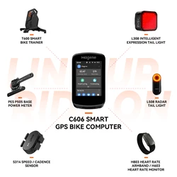 Magene GPS 자전거 컴퓨터, C606 내비게이션 속도계, 사이클링 디지털 스톱워치, 주행 거리계 트레이너, 자전거 라이트, 와이파이 블루투스 앤트