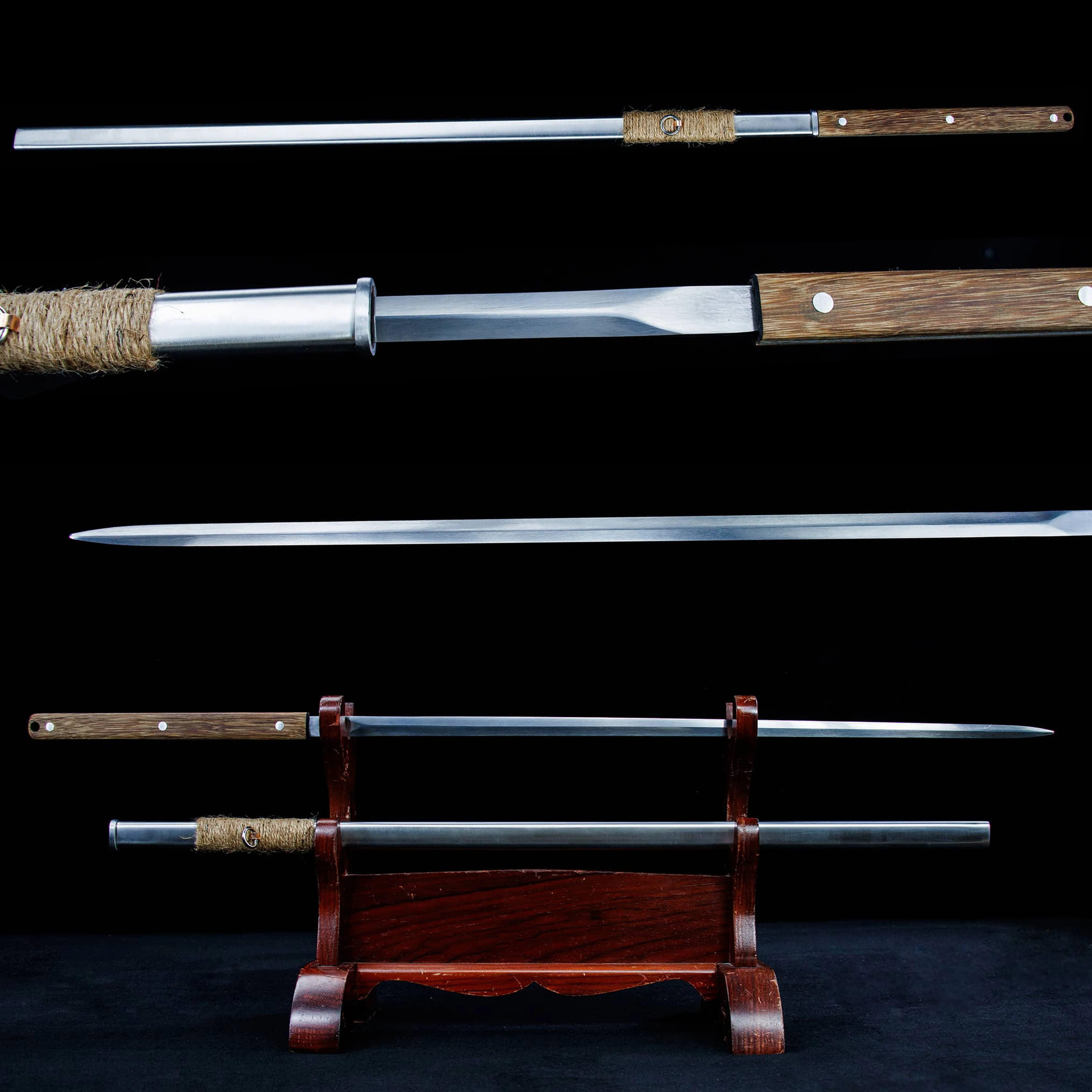 101cm Stainless Steel Staff Sword Battle Preparation Katana Gift for Ninja Martial Arts Enthusiasts Real Sword Not Sharp